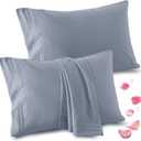 Vonty 2 Pack Standard Pillow Cases - 20x26 Inch, 1800 Thread Count Microfiber Pillowcases Standard Size Grey Pillow Cases Luxury & Soft Embroidered Bed Pillow Covers with Envelope Closure