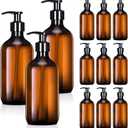 Tessco for you 12 Pack Amber Soap Dispenser Empty Plastic Pump Bottles Dispenser Refillable Shampoo Container for Hand Sanitizer Soap Lotion Body Wash Conditioner Bathroom Kitchen Travel(8.5 oz)