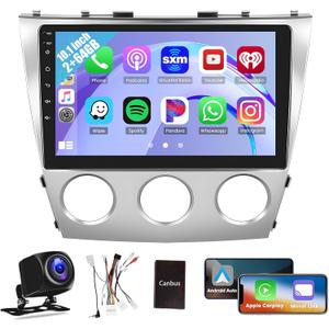Hikity 2+64GB for (Manual A/C) Toyota Camry 2006-2011 Radio 10.1 Inch Touchscreen Car Radio Wireless Carplay Android Auto Support GPS Navigation WiFi Bluetooth FM EQ Backup Camera