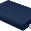 Royale Linens 100% Organic Cotton Full Flat Sheet Only - Super Soft - Percale Top Sheets - Full Flat Sheet Sold Separately - Breathable, Cool & Crisp Lake Blue Sheets Only (81" x 96", Navy)
