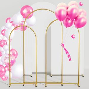 Arch Backdrop Stand and Cover Set 7.2FT/6.6FT/6FT, Gold Wedding Arch Frame with White Arch Cover Stretchy Spandex Wrinkle-Resistant, Wedding Arches for Ceremony Birthday Party Baby Shower