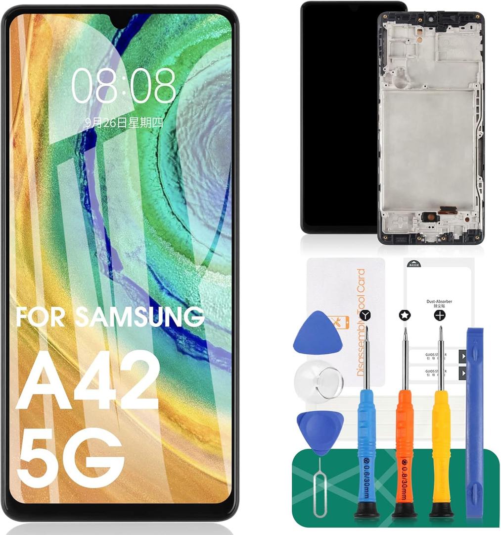 OLED Screen Replacement for Samsung Galaxy A42 5G SM-A426 Mobile Phone LCD Display Touch Digitizer Assembly Glass Repair with Frame(Color: Black)