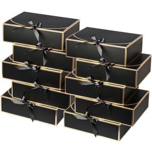 10Pack Black Gift Boxes, 10.6x7.8x3.1Inch Bridesmaid Proposal Box with Ribbons, Gift Boxes with Lids for Presents, Mother's Day, Wedding, Groomsmen Proposal, Birthday Party