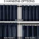 Navy Blue Linen Blend Drapes 84 Inch Length 2 Panels Set Back Tab Rod Pocket Light Filtering Semi Sheer Textured Indigo Blue Curtains Boho Farmhouse Decor Curtains for Living Room Bedroom 40x84