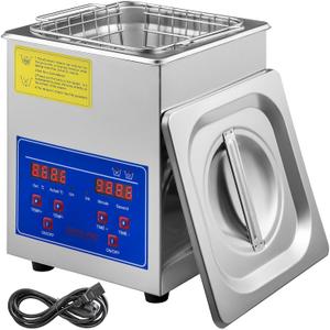 VEVOR 2L Digital Ultrasonic Parts Cleaner with Timer 40kHz Professional 304 Stainless Steel Ultrasonic Cleaning Machine 110V for Jewelry Watch Glasses Diamond Eyeglass Small Parts Cleaning