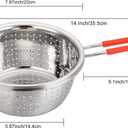 Stainless Steel Perforated Metal Colander Strainer with Long Red Handle Sieve Sifters Use for Kitchen Food Pasta Noodles Spaghetti Vegetables Silver - 7.9inch