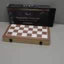 Wooden Magnetic Chess Set & Checkers Board Game, 15 Foldable Chess Board | Solid Wood 2-in-1 Board Game for Adults with Storage Box, 2 Extra Queens, Portable Travel Chess Set for Kids & Beginners