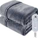 Heated Blanket Twin, Electric Blanket Soft Sherpa Flannel, 10 Hours Auto Shut-off & 8 Fast Heating Levels, Machine Washable ETL Certified, Heating Blanket for Bed & Sofa (62x84 inches, Gray) (Light Grey)