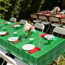 4 x Football Party Decorations Disposable Tablecloth - 2 Pack Plastic Table Covers with Touchdown Field and Football Design, for Birthday, Game Day, Tailgate and Big Game, 54 x 108 Inch