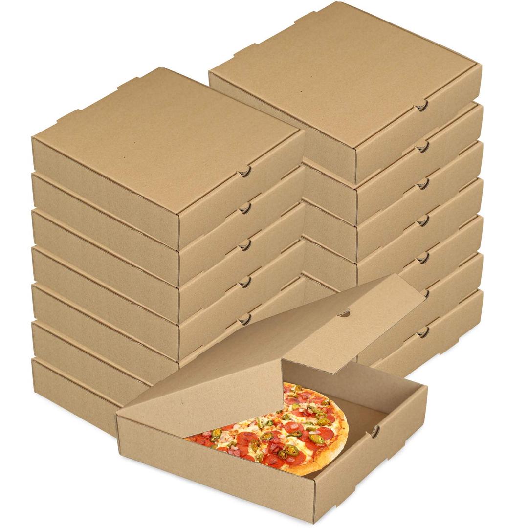 15 Pcs Pizza Boxes, Lainrrew Kraft Corrugated Pizza Boxes Takeaway Cardboard Boxes Take Out Food Containers Packing Boxes for Pizza, Cake, Cookies, Food (7 inch)