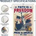 250 Anniversary USA Flag - 1776-2026 Faith in Freedom Memorial Day Garden Flags for Outside, 250 Year Anniversary USA Patriotic Flags, Unique Freedom Yard Sign, American Birthday 4th of July Decor