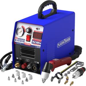Plasma Cutter Pilot Arc 55A Non-touch Plasma Cutter machine PLC55P Dual Voltage 110V 220V Upgrade DC Inverter IGBT Plasma Cuttering Equipment Digital Display 1/2 Inch Clean Cut