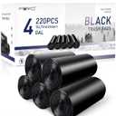 FORID Small Black Bags, 4 Gallon Garbage Bags, 220 Counts Strong Plastic Can Liners 15 Liter for Kitchen Bathroom Office Waste Basket - Durable & Thick Bag