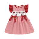 Toddler Little Girl Christmas Dress Santa Claus/Gingerbread Fly Sleeve Plaid Smocked Dresses Christmas Baby Clothes (Santa Claus Red, 4-5 Years)