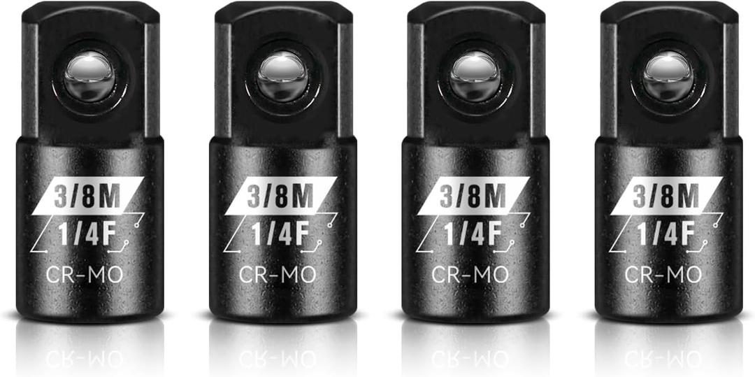 4 Piece 1/4F To 3/8M Impact Socket Adapter Set,SAE Drive Cr-Mo Steel Exceeds ANSI Standards,Square Drive Reducer for Impact Driver Wrench