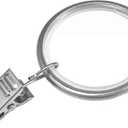 24 Pack Curtain Rings with Smooth, Quiet Nylon Inserts with Clips, Window Clip Rings Curtain Hooks Hangers, 1.26 in Interior Diameter, Fits up to 1" Rod (Nickel)