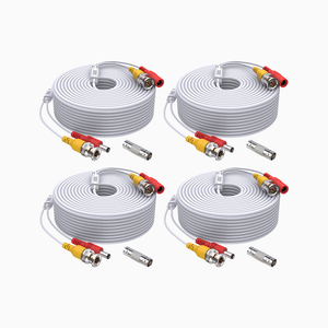 4 PCS 100 Ft 2-In-1 Video Power Cables (White)