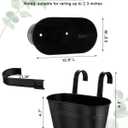 Metal Railing Planters for Outdoor Plants - 5 Pcs Balcony Hanging Flower Pots with Detachable Hooks & Drain Holes, Windowsill Oval Hanging Bucket Pots Fence Planters for Garden Home Decor, Black