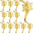 Peryiter 12 Pieces Snowflake Christmas Stocking Holders for Mantle Christmas Stocking Hooks Metal Sock Hangers Holder Stand Weighted for Fireplace(Gold)
