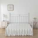 Tufted Dot Bed Skirt Queen Size Ruffled Bed Skirt with Split Corners, 18 Inch Drop Dust Ruffle Bed Skirts with Platform, Ivory