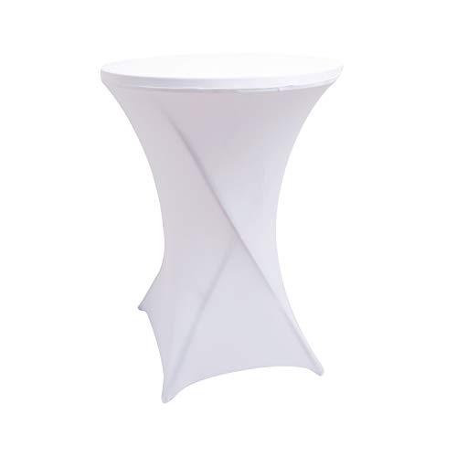 iEventStar 30 inches 32'' Highboy Cocktail Round Stretch Spandex Fitted Table Cover High Top Square Corners Tablecloth (30''-32" Dia x 43'', White)