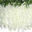 ZINHO 60 Branches Wisteria Hanging Flowers, Artificial White Wisteria Flowers Garland for Wedding Arch Ceremony Party Garden Home Backdrop Decor