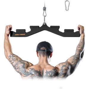 LAT Pull Down Bar with 6 Ergonomic Handles, Neutral Grip LAT Pulldown Attachments for Whole Back Training, Wide Grip LAT Pulldown Bars for Home Gym Cable (Black)