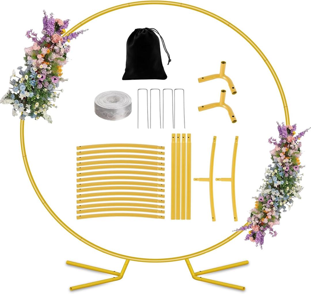 Round Arch Stand 6.6FT Circle Balloon Arch Frame Circle Backdrop Stand Gold Round Arch With Storage Bag For Valentines Day Wedding Birthday Party Bridal Shower Anniversary Event Ceremony Decoration