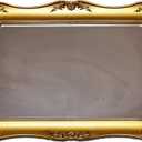 Rectangle Vintage Decorative Mirror Tray, Jewelry Cosmetics Makeup Storage Dresser Organizer Tray, Serving Tray (Golden - Rectangle)