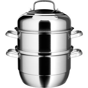 VENTION 3 Tier Steamer Pot Stainless Steel 13.4 Inch, Large Induction Steamer for Cooking Tamales 14.7 Qt, 34cm Steam Pot for Dumplings and Vegetables