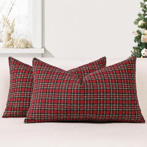 OTOSTAR Pack of 2 Christmas Plaid Decorative Throw Pillow Covers 12x20 Inch Scottish Tartan Farmhouse Decor Pillow Covers Cushion Case Couch Pillowcase for Home Sofa Bed Decor (Red) OTOSTAR Pack of 2 Christmas Plaid Decorative Throw Pillow Covers 12x20 Inch Scottish Tartan Farmhouse Decor Pillow Covers Cushion Case Couch Pillowcase for Home Sofa Bed Decor (Red)