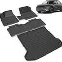 All Weather Car Floor Mats & Cargo Liner Set Fit for Hyundai Ioniq 5 Fixed Console 2025 (Non-Sliding Console) Floor Liners Trunk Liner Ioniq 5 Cargo Mat Accessories Black