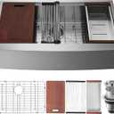 VEVOR 33 inch Farmhouse Kitchen Sink, 304 Stainless Steel Sink, Top Mount Single Bowl Kitchen Sinks with Ledge & Accessories, Household Dishwasher Sinks for Farm, Prep Kitchen, Garage and Bar Sink
