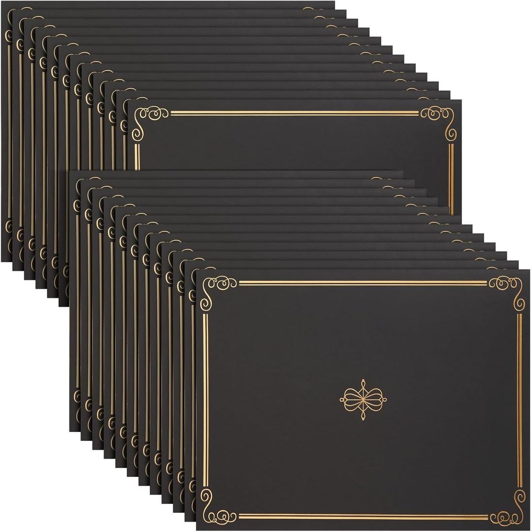 24-Pack Black Certificate Holders with Elegant Gold Foil Design for Letter-Size 8.5 x 11 Documents, Achievements, Certificates, Graduation Diploma Cover (11.2 x 8.8 in)