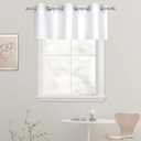DECOVSUN Solid White Grommet Valance for Windows 42X18 Inches - Blackout Curtain Valance for Kitchen, Living Room, Bedroom & Kids Room - 1 Panel