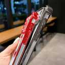 Eiyikof for iPhone 17 Pro Case Magnetic Transparent Case,Luxury Bling Four Corners Shockproof Military-Grade Protection with Camera Lens Protector MagSafe Clear Plating Cover for Women Men-Red