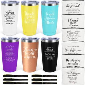 Thank You Gifts For Women, Administrative Professional Day Gifts for Coworkers Employee Boss Lady Manager Nurse Teacher Appreciation Gift, 6 Set Inspirational Team Staff Gift Tumbler Makeup Bags Pen (20OZ, Exquisite Style)