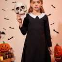 Arshiner Girls Long Sleeve Vintage Peter Pan Collar T-Shirt Dress Age 4-13 Years (Black)