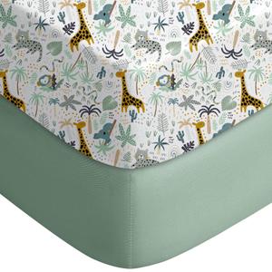 Yoofoss Pack and Play Sheets Fitted, Mini Crib Sheets 2-Pack for Pack N Play Mattress, Stretchy Playard Sheet, Soft and Breathable Green+Giraff Yoofoss Pack and Play Sheets Fitted, Mini Crib Sheets 2-Pack for Pack N Play Mattress, Stretchy Playard Sheet, Soft and Breathable Green+Giraff