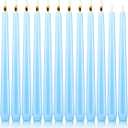 NIKY 10 inch Taper Candles, Set of 12 Unscented Dripless Candlesticks - 8 Hours Long Burning for Home Decoration, Wedding, Parties and Special Occasion (Light Blue)