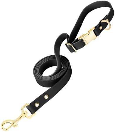 PetBonus Waterproof Dog Leash, 5 FT Odor Proof Walking Training Lead for Small Medium Dog, Adjustable Handle with Side Release Buckle (S, Black)