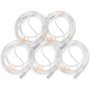 JWYN 5pk 7Ft Pediatric Kids Oxygen Nasal Cannula, Salter Style, Trumpet Connector (Clear)