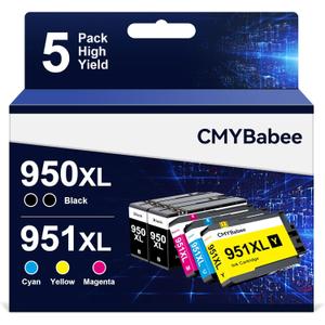 CMYBabee Compatible 950XL and 951XL Ink Cartridges Combo Pack Replacement for HP OfficeJet Pro 8600 8610 8615 8620 8625 8630 8100 276dw 251dw Printer (2 Black, 1 Cyan, 1 Magenta, 1 Yellow, 5-Pack)