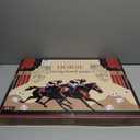 Large 21 inches Horse Racing Board Game with 11 Luxury Metal Horses Thickened Wood Horse Race Game Board with 2 Sets of Dice,2 Boxes of Cards and 100 Poker Chips for Parties and Gambling (Large Light Flame)