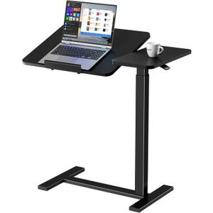 Sweetcrispy Small Standing Desk Rolling Table Adjustable Height, Laptop Mobile Stand with Wheels, Portable Computer Workstation with Tiltable Desktop for Teacher Classroom Home Office, Black (15.7" x 27.6" x 43.3")