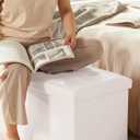 HAUSFRAU Ottoman with Storage Bench Folding Foot Rest Stool White