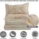 WONGS BEDDING Gold Metallic Marble Khaki Comforter Set California King Foil Print Glitter Bedding Sets with 2 Pillowcases for All Seasons, Soft Microfiber Filling Bedding Duvet Set 104"x96"