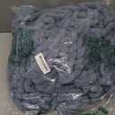 Bigacogo Chunky Knit Throw Blanket for Couch, 40x40 inches, 100% Hand Knitted with Thick Jumbo Chenille Yarn, Cozy Soft Large Rope Knot Cable Crochet Blankets for Sofa Bed Living Room, Cold Sea Blue