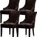 Lellen Velvet Stretch Wingback Chair Cover Slipcover - Reusable Protector Cover for Dining Room Banquet Home Decor etc Machine Washable Hand Washable (Set of 4, Brown)