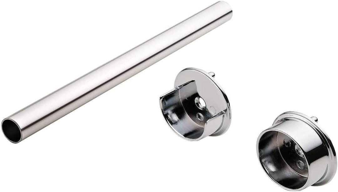Premium 1 5/16 Inch Diameter Round Wardrobe Tube Closet Rod with End Supports (Black, 46" Wide Space)